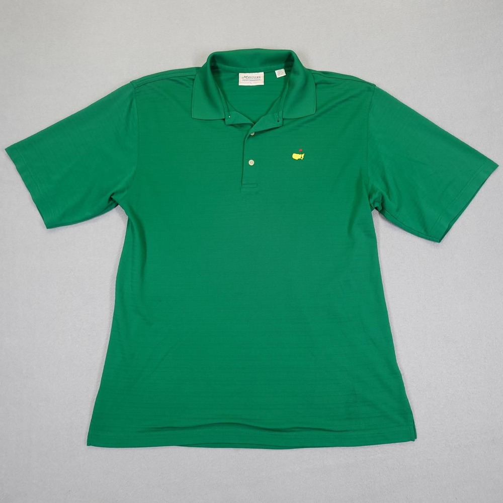 Masters Polo Shirt Men L Green Performance Golf Short Sleeve Augusta National